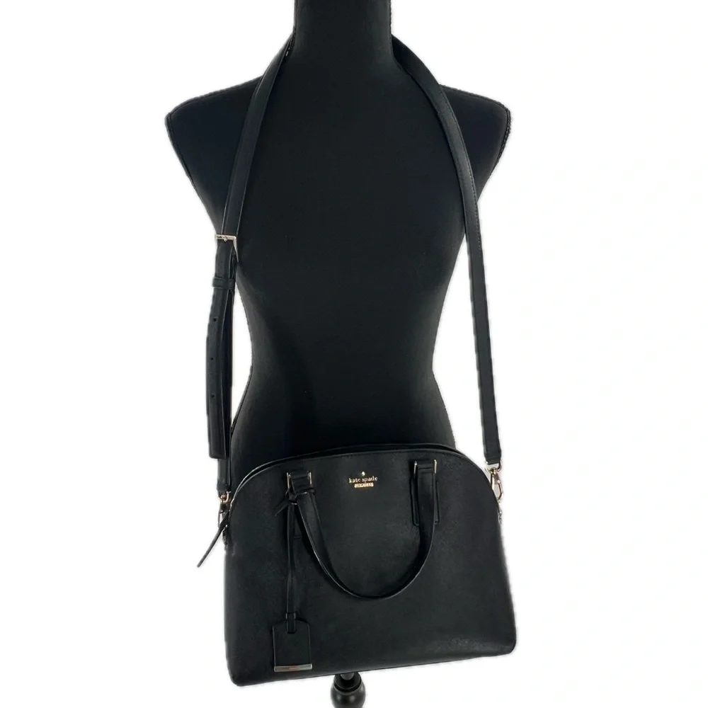 Kate Spade New York Cameron Street Large Lottie Satchel Crossbody Black Leather